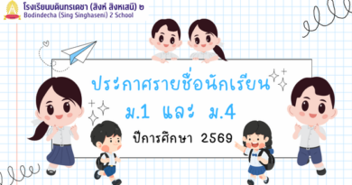 ประกาศรายชื่อนักเรียนชั้น ม.1 และ ม.4 ประจำปีการศึกษา 2569